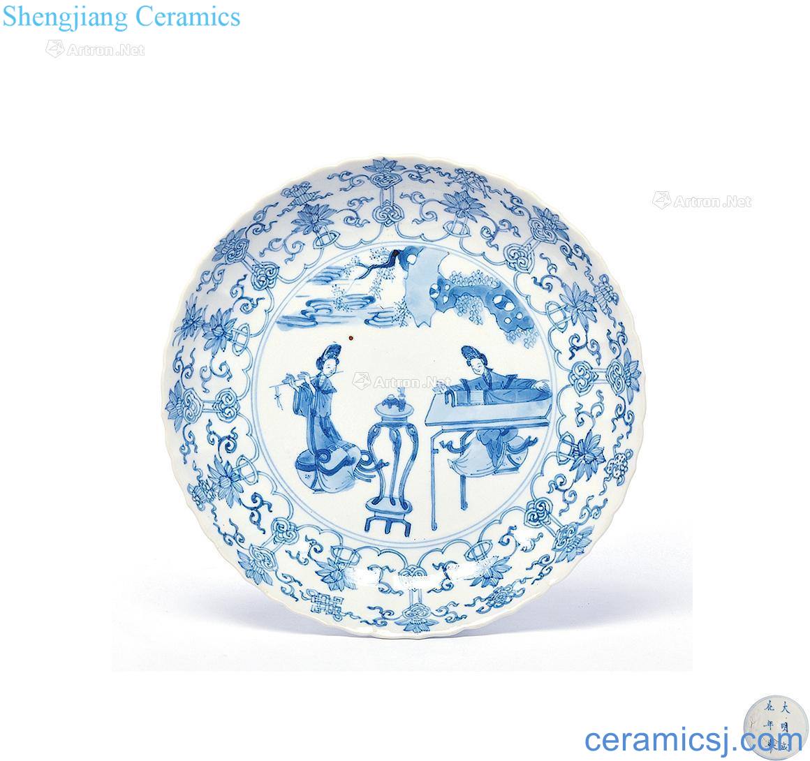 Qing dynasty Blue and white window traditional Chinese dish