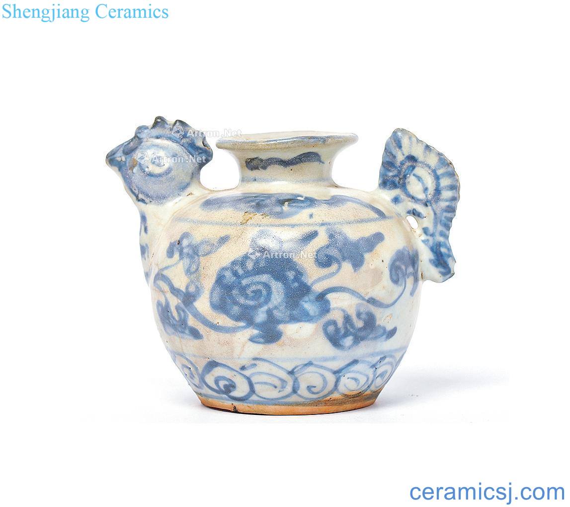 In the 17th century Blue and white flower grain tail ewer