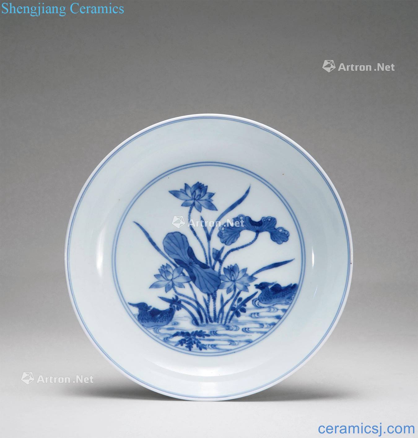 Qing yongzheng blue lotus pond yuanyang lying foot plate