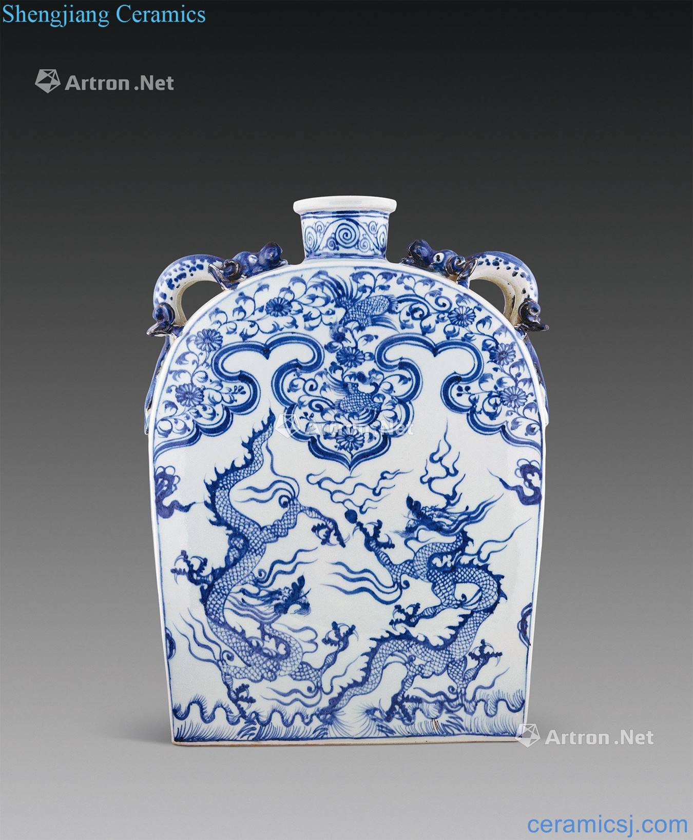 yuan Blue and white longfeng lines four big pot