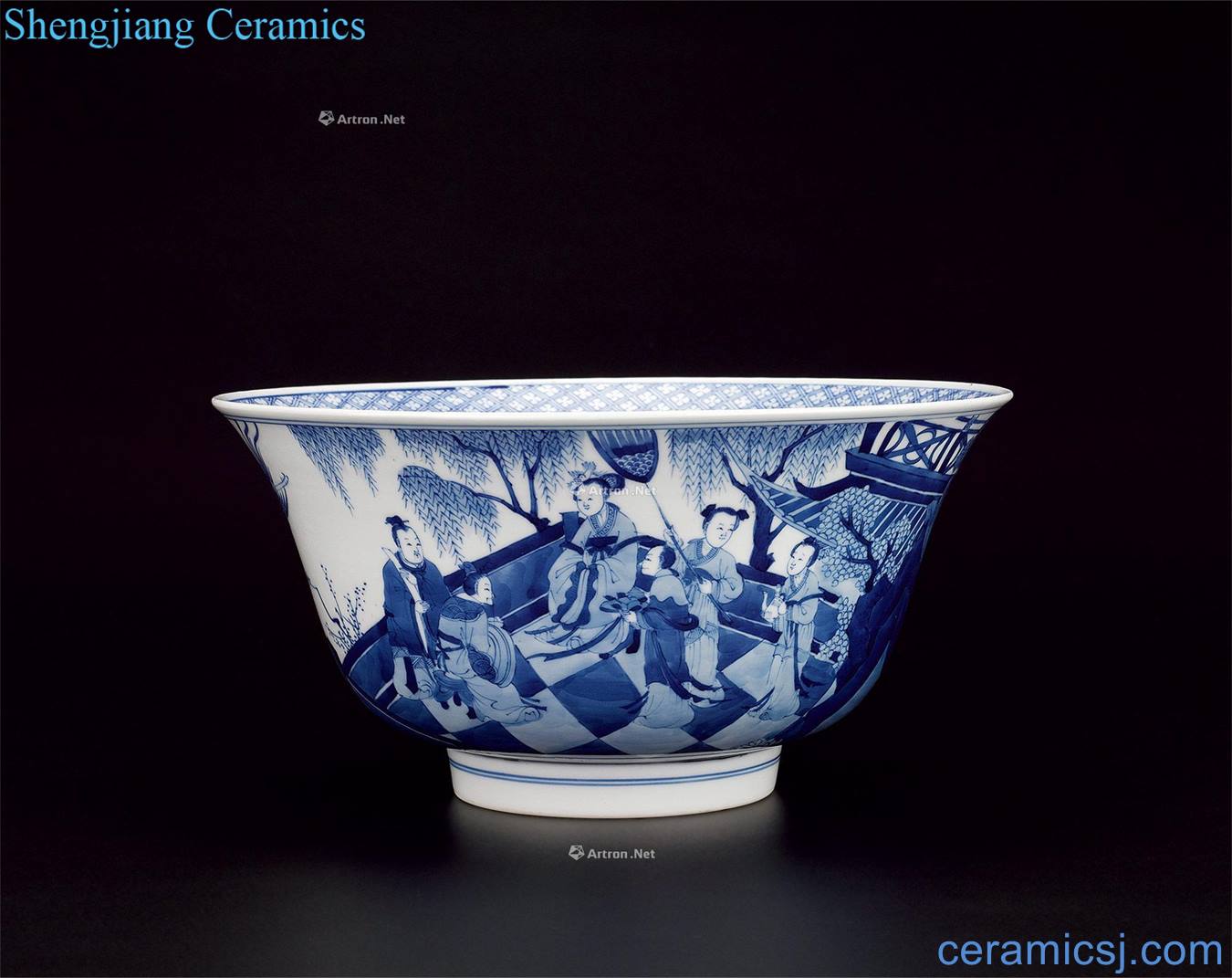 The qing emperor kangxi Blue and white characters have chicken to bowl