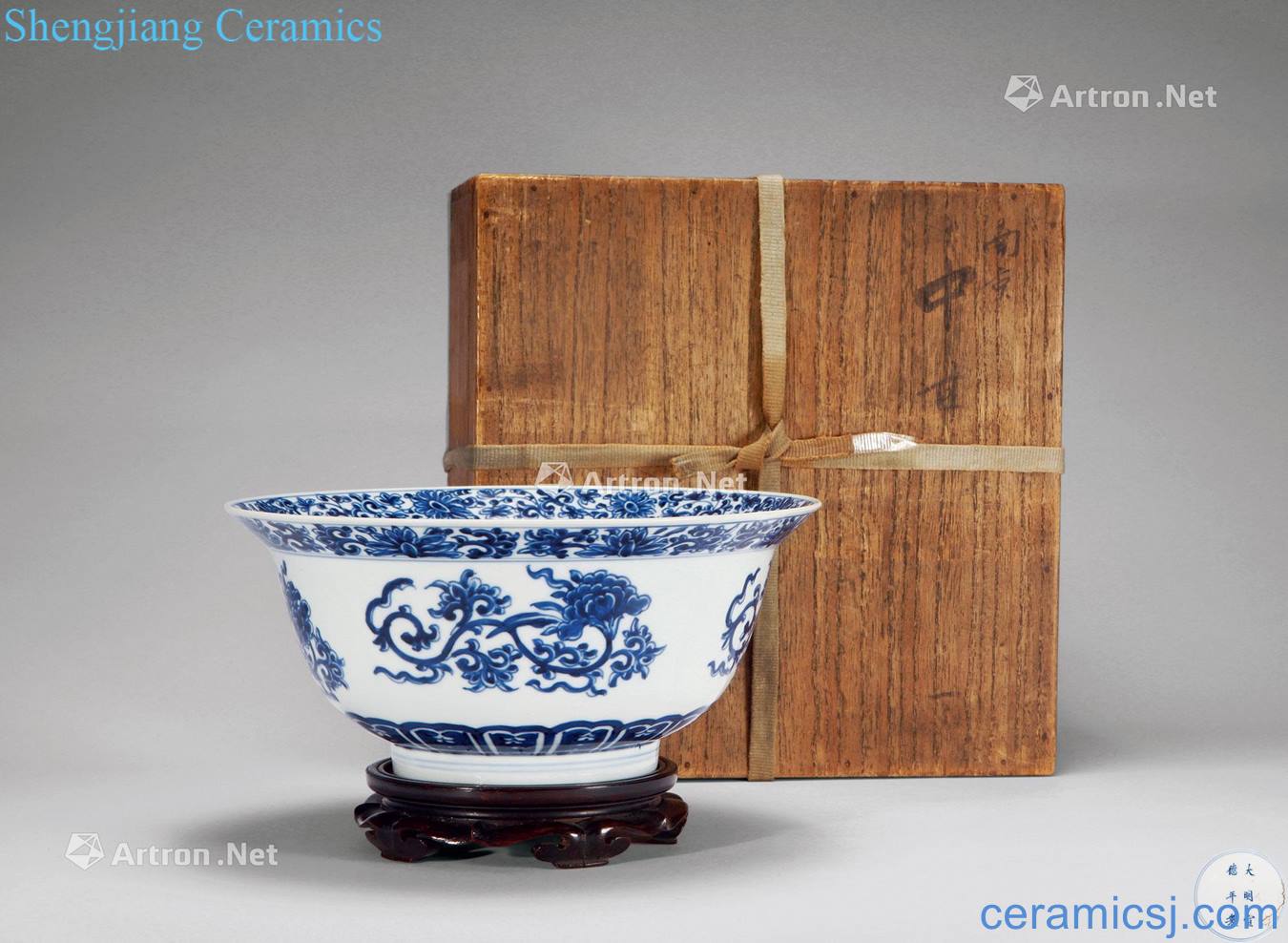 The qing emperor kangxi Blue and white peony green-splashed bowls