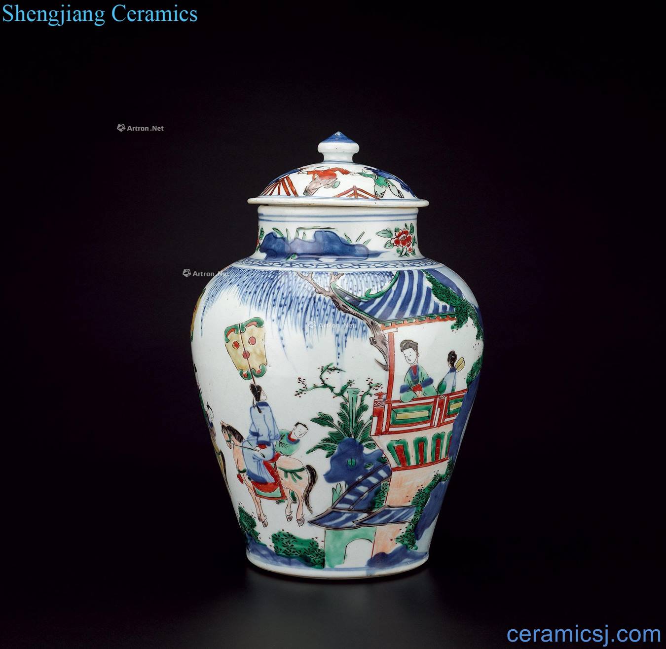 The qing emperor kangxi The general tank blue-and-white colorful characters