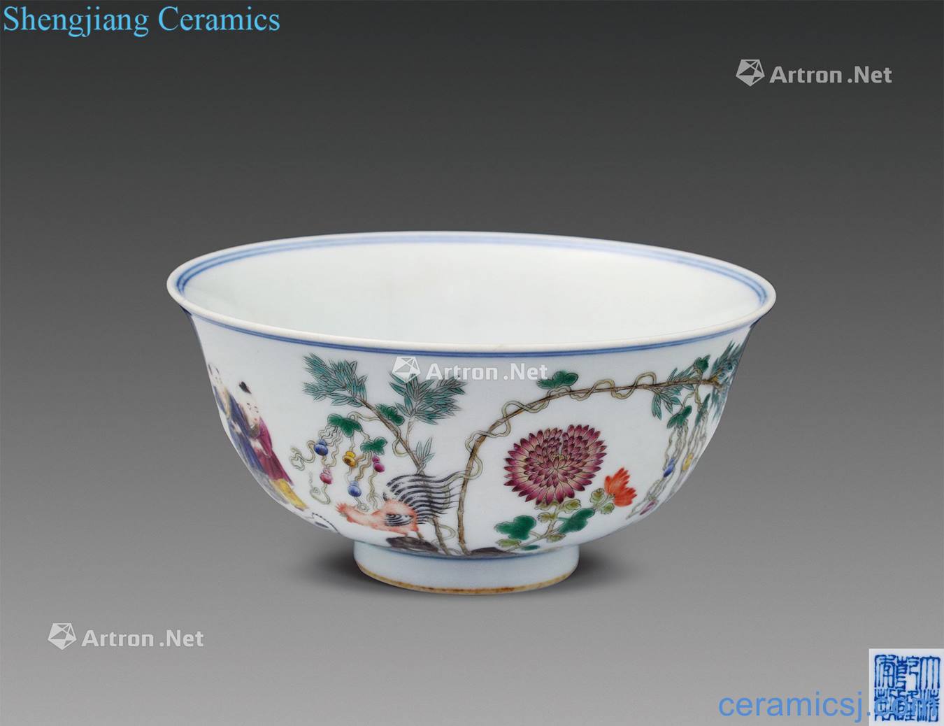 Qing qianlong pastel character poems green-splashed bowls