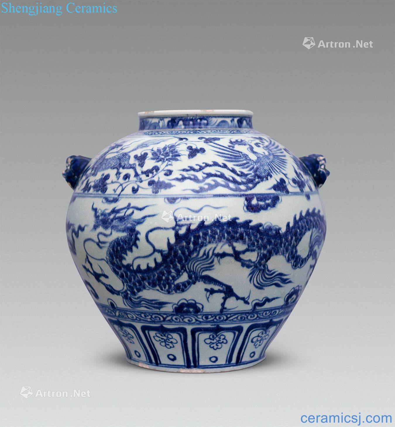 yuan Blue and white YunLongWen first big pot