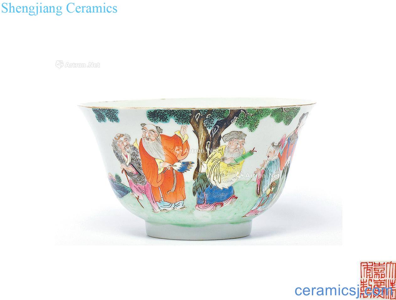 Qing jiaqing enamel paint the eight immortals bowl