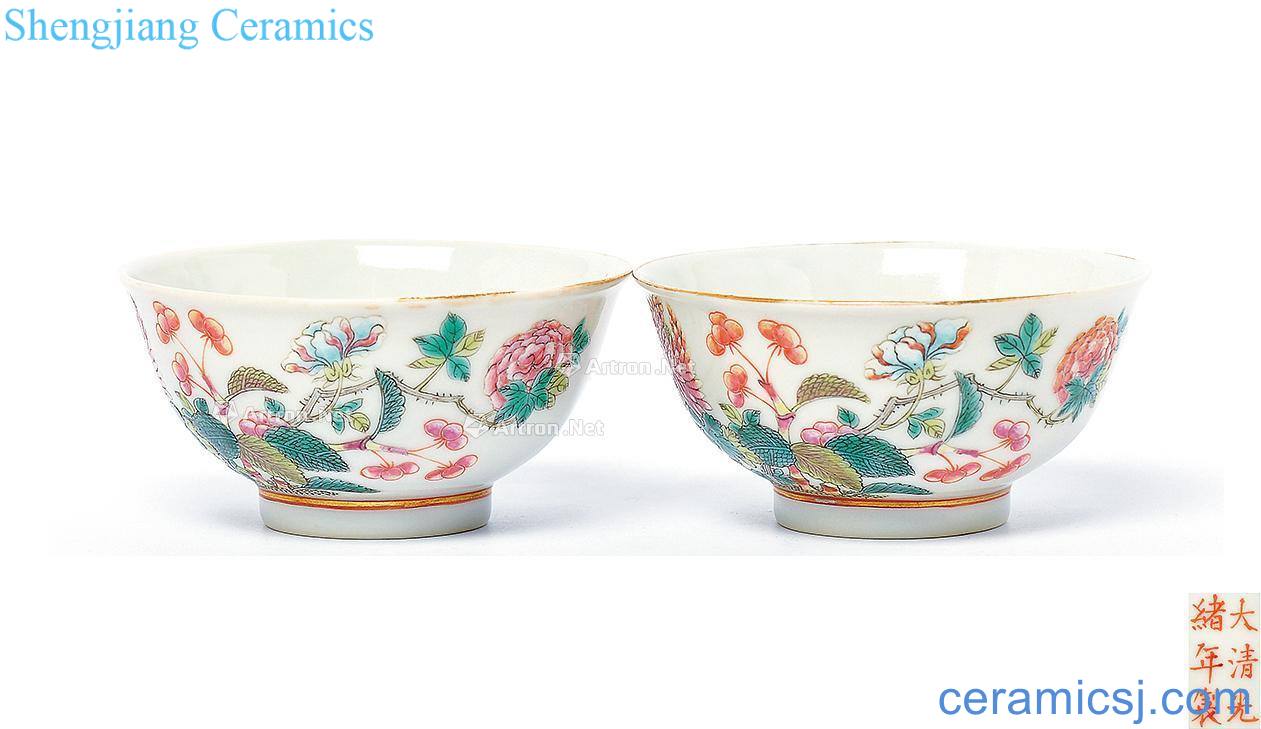 Pastel flowers green-splashed bowls reign of qing emperor guangxu (a)