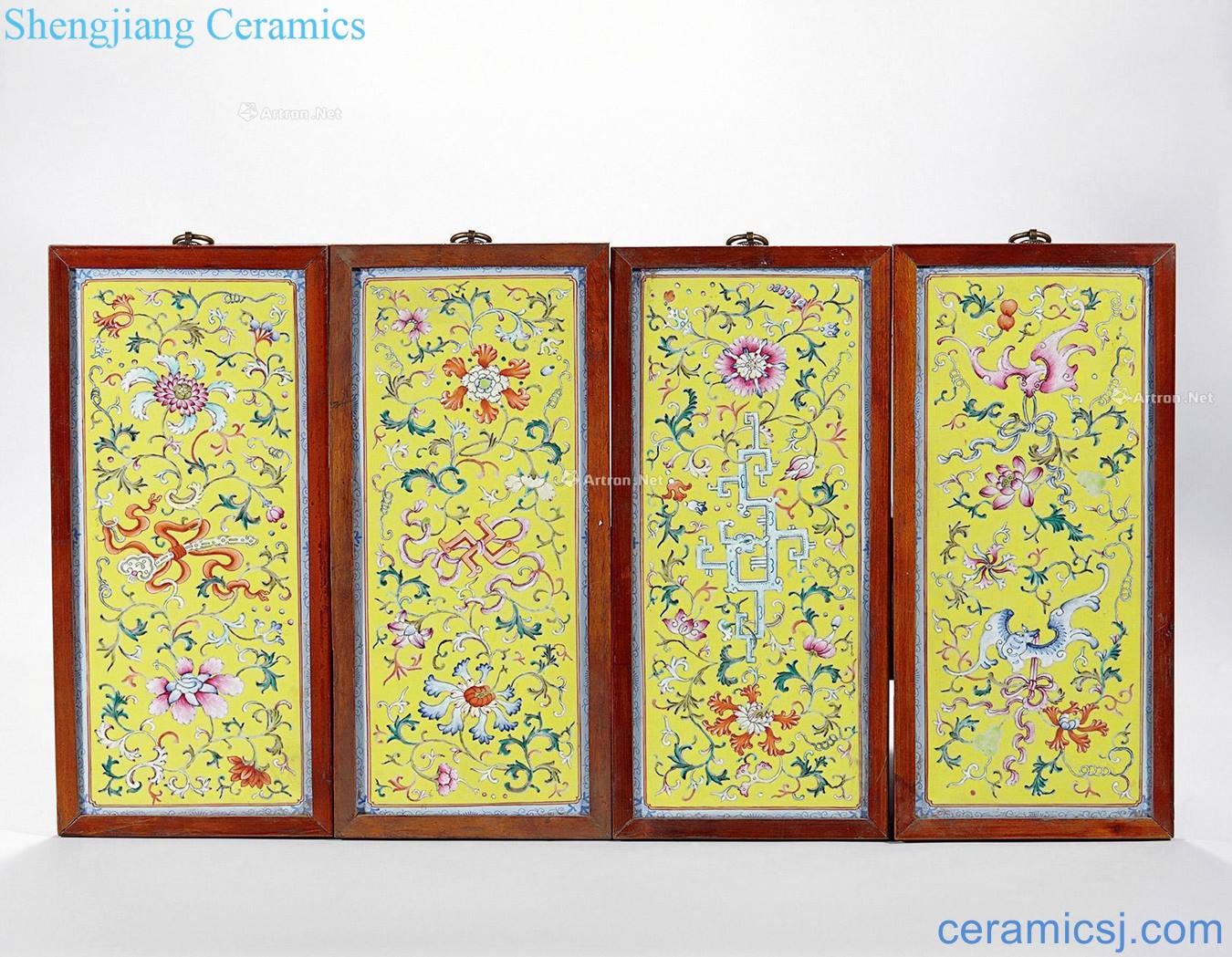 Clear pastel flowers around branches lines hanging panel (a)