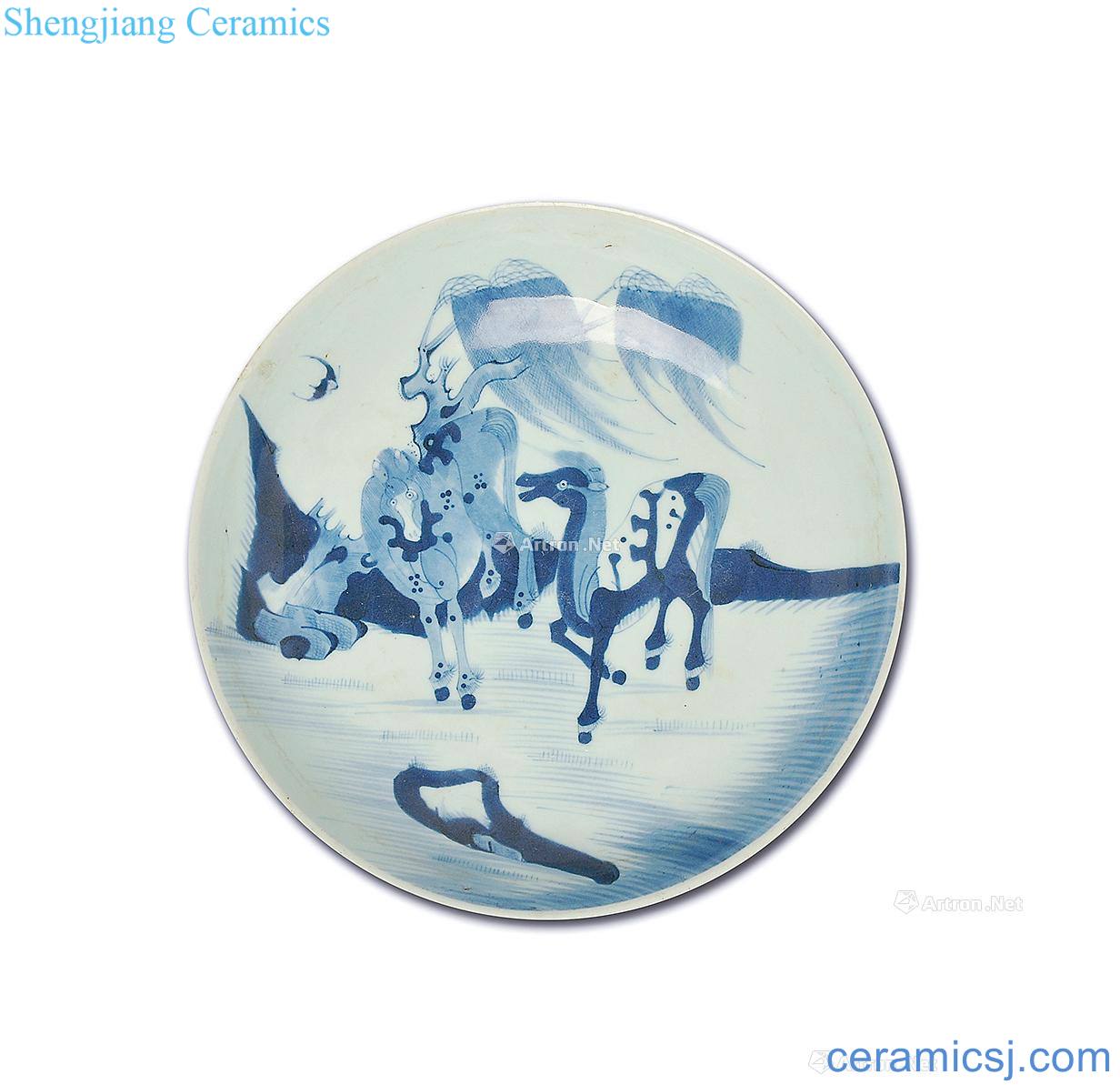 Qing dynasty blue and white horse