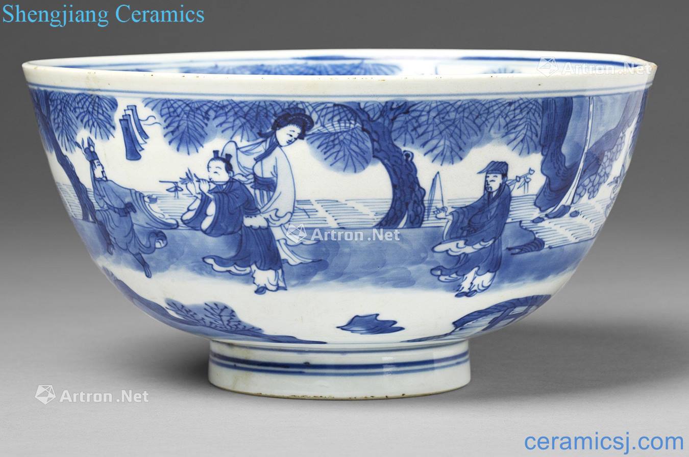 The early kangxi Blue and white bowl of the eight immortals