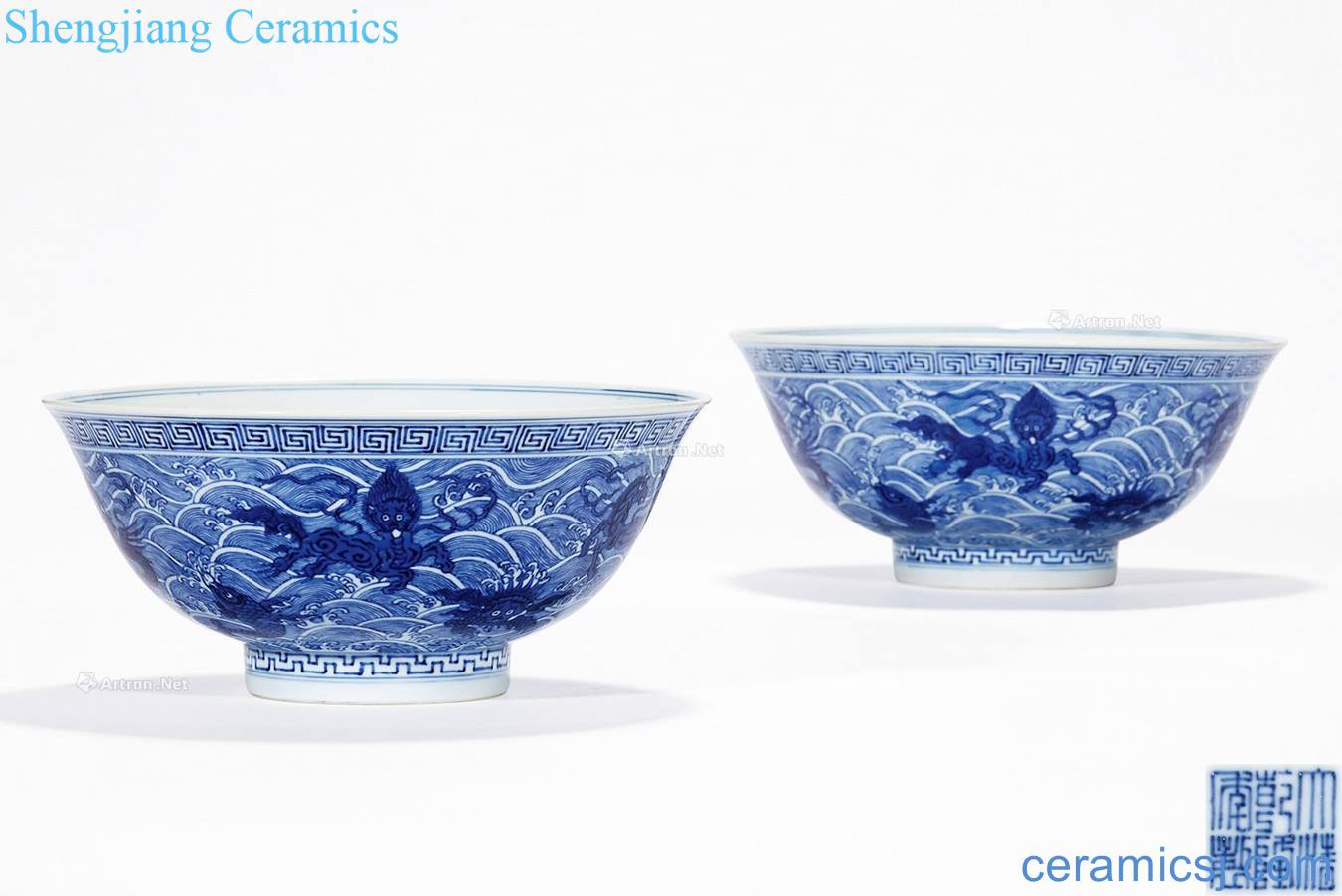 Qing qianlong Blue sea bowl eight weird (a)