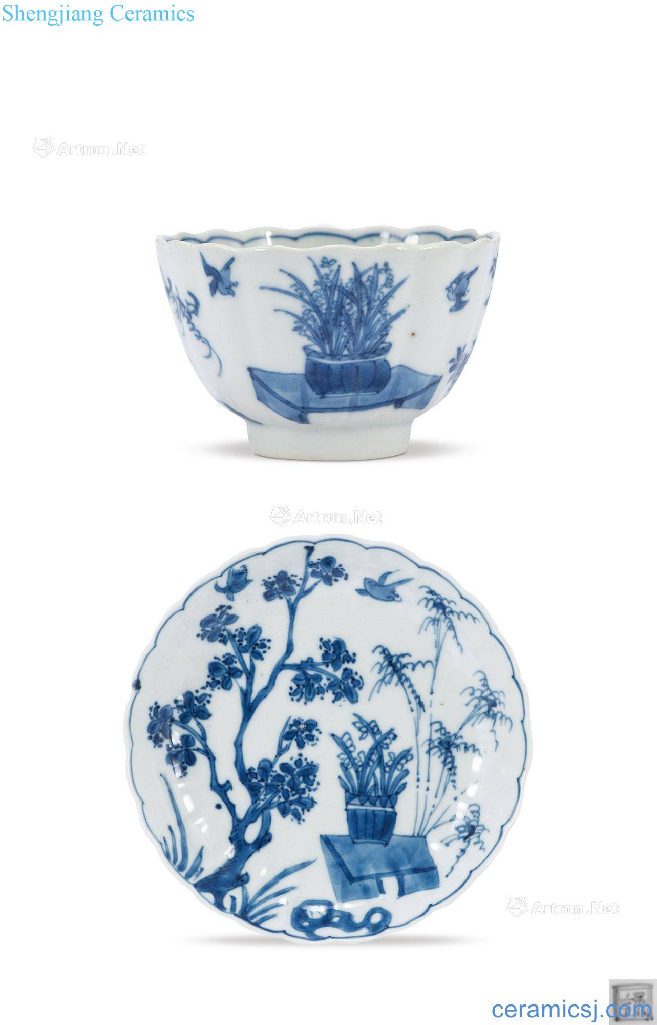Qing qianlong flower flower grain cup mouth even holds a group (or two)