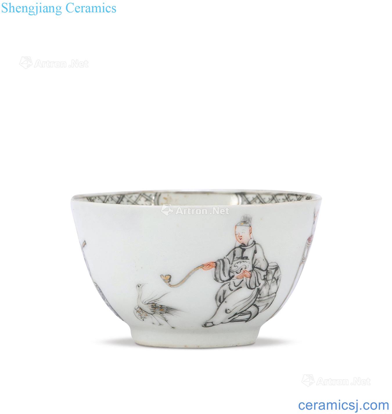 Qing yongzheng color ink affair porcelain cup