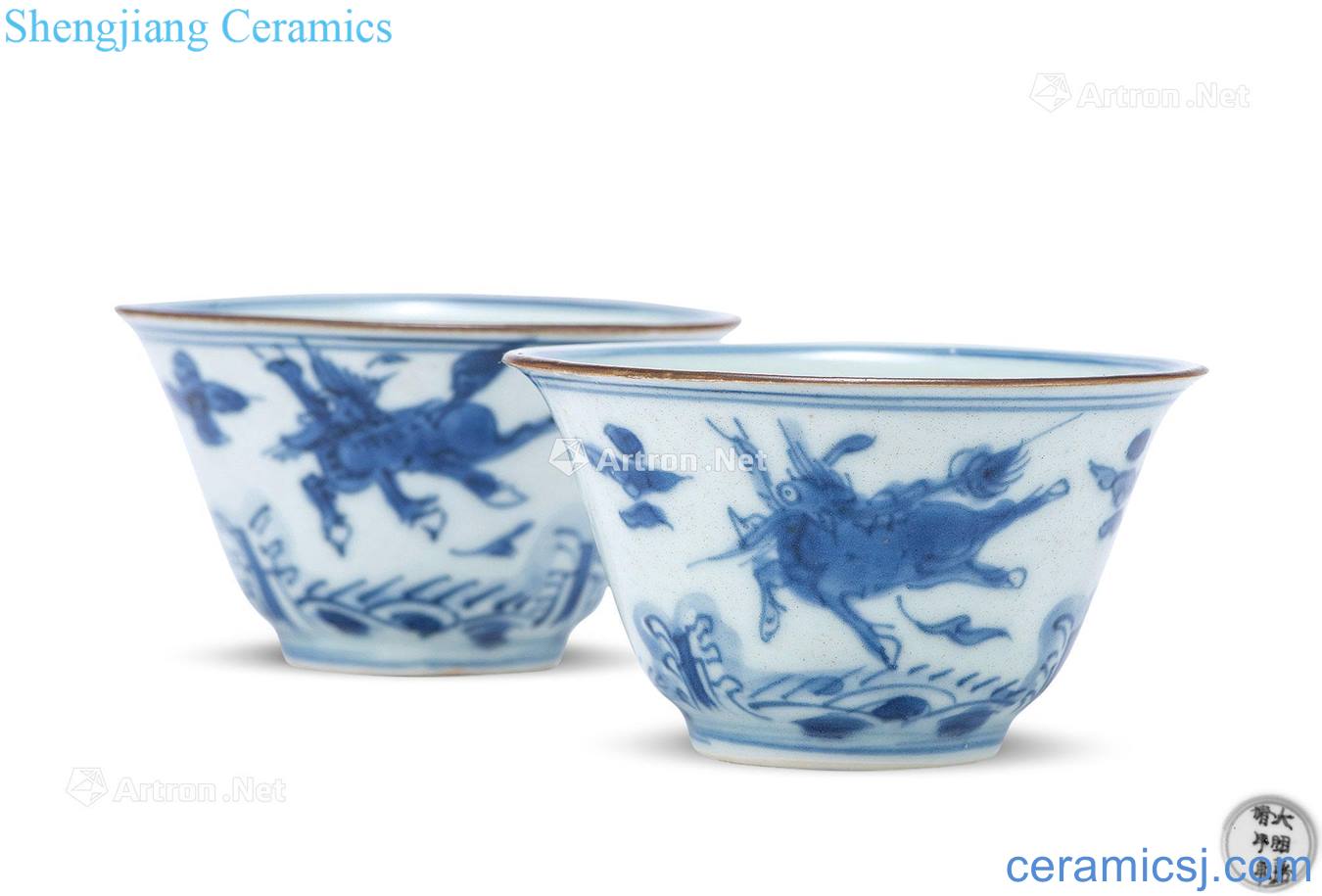 Qing shunzhi Seabirds flower pattern for cup