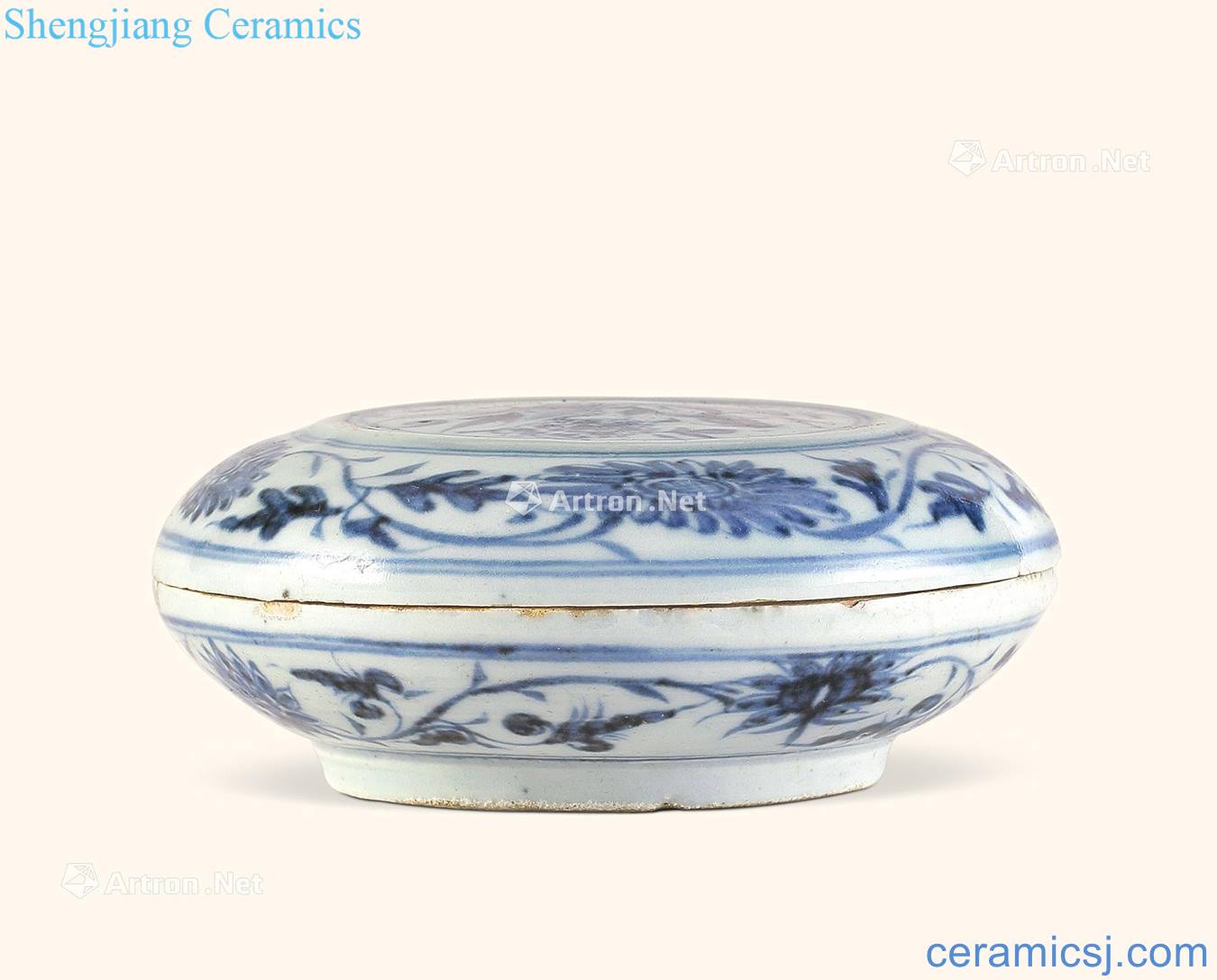 Yuan blue and white chrysanthemums "phoenix" wen holding box