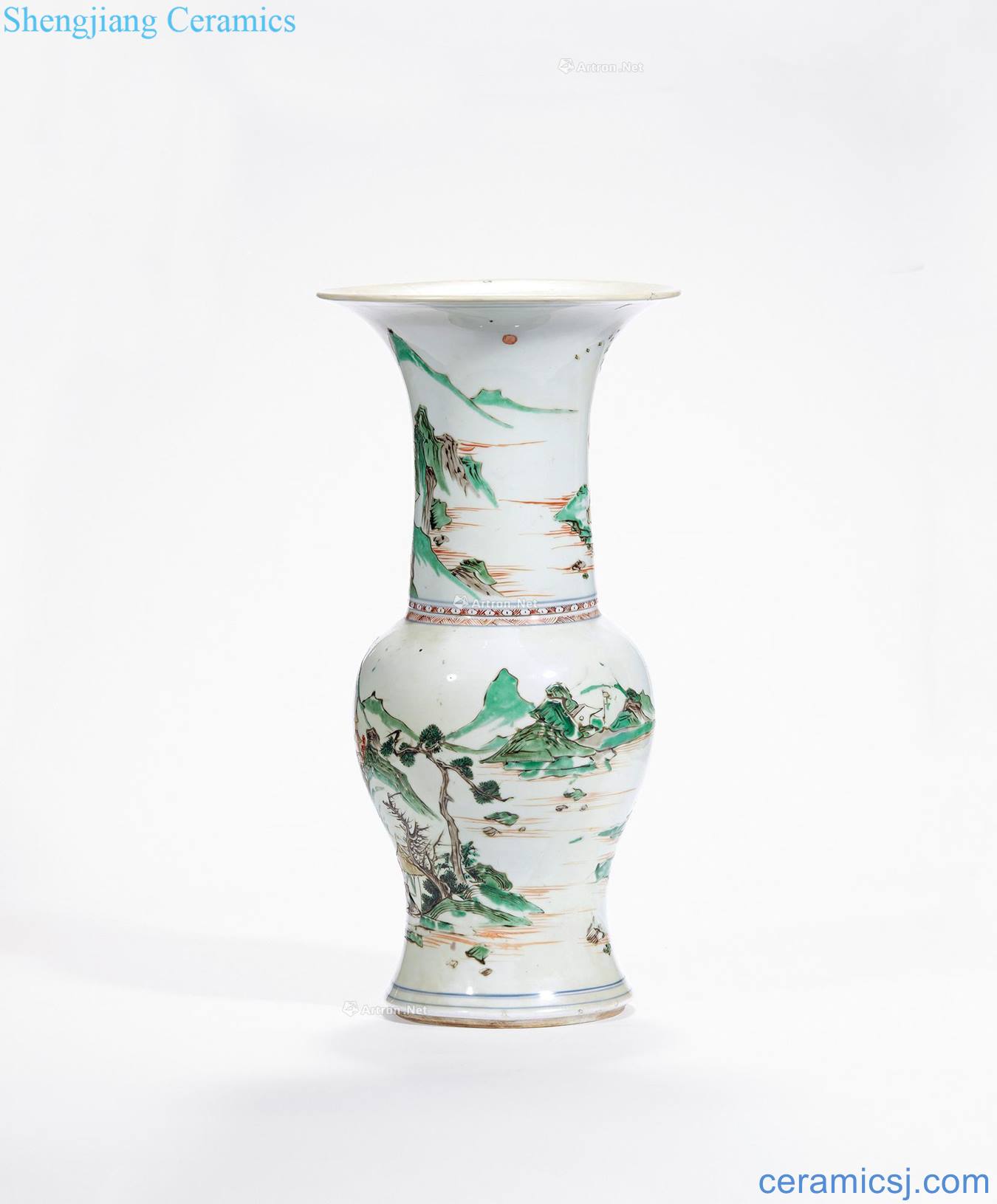 The qing emperor kangxi story flower vase with colorful characters