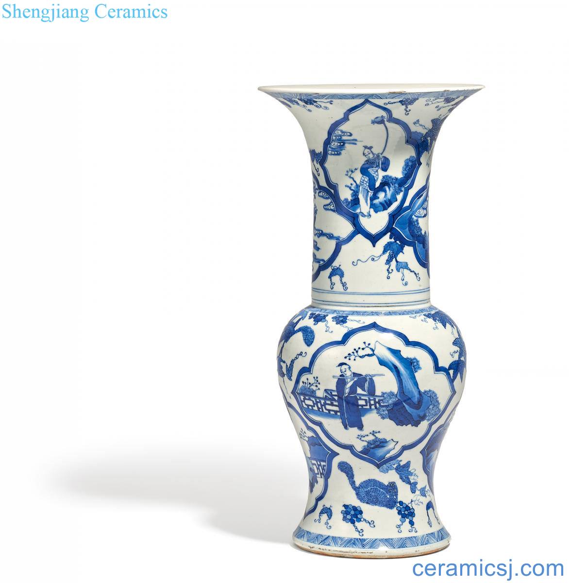 The imitation of kangxi reign of qing emperor guangxu 19 to 20 century Blue and white squirrel grape grain PND tail-on statue of the eight immortals characters