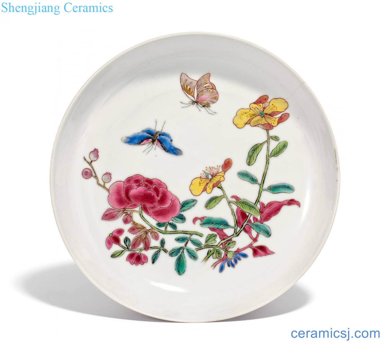 Qing yongzheng 1723 ~ 35 years Carmine pastel recent thin plate
