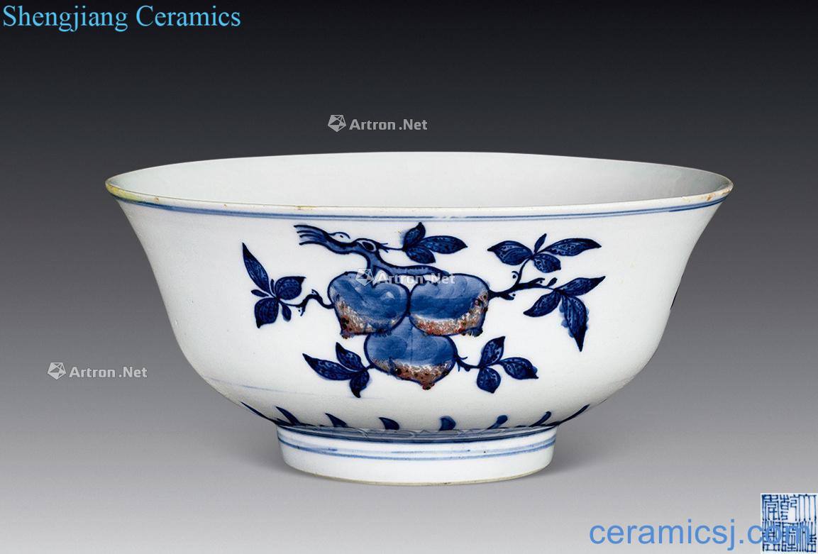 Qing dynasty blue-and-white youligong three photos bowl