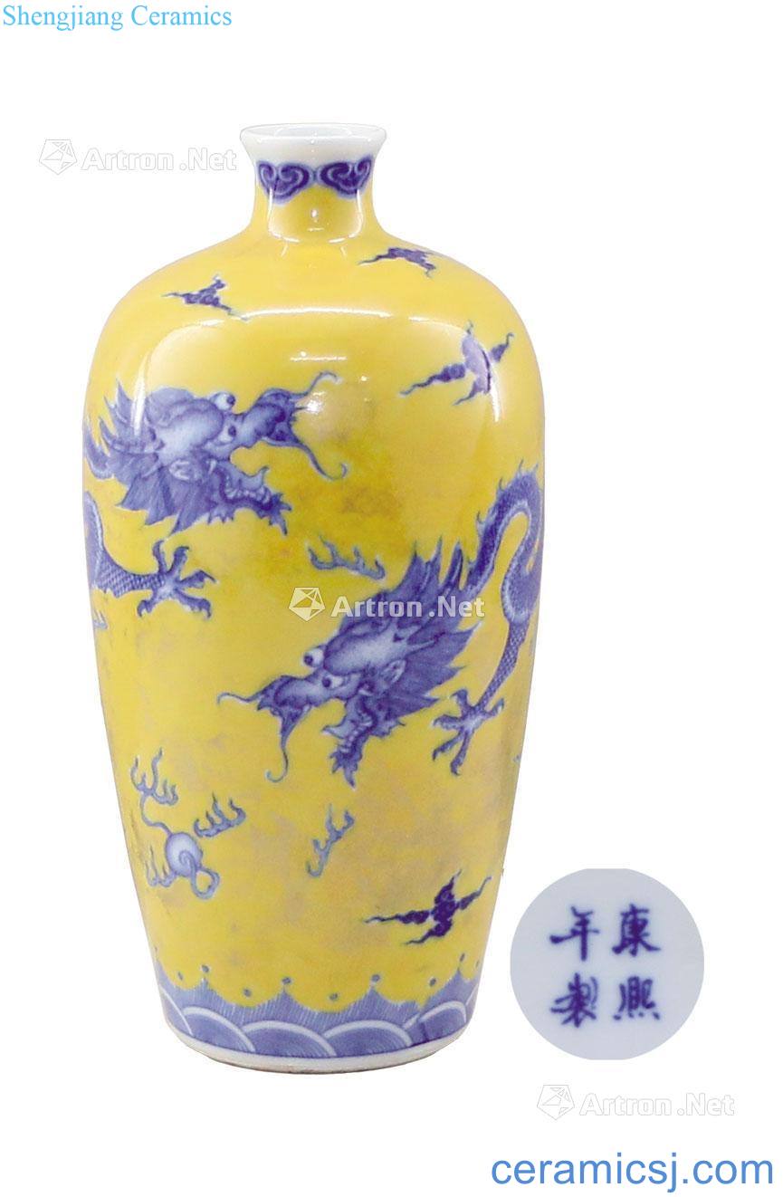 Yellow and blue dragon bottle