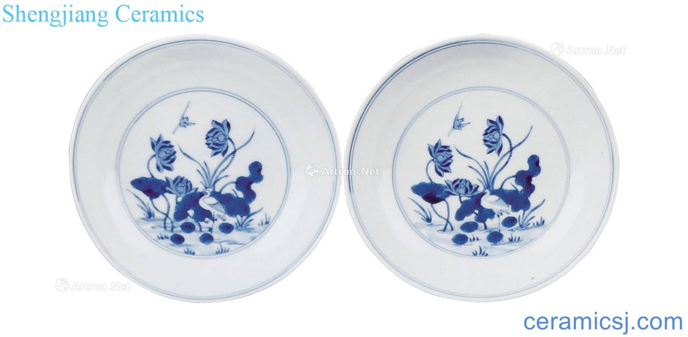 Qing yongzheng year Blue and white all the way even the tray a pair