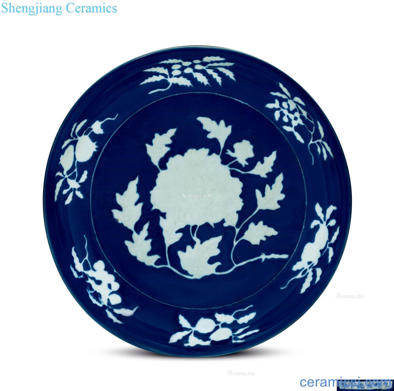 Ming xuande blue to white peony grains