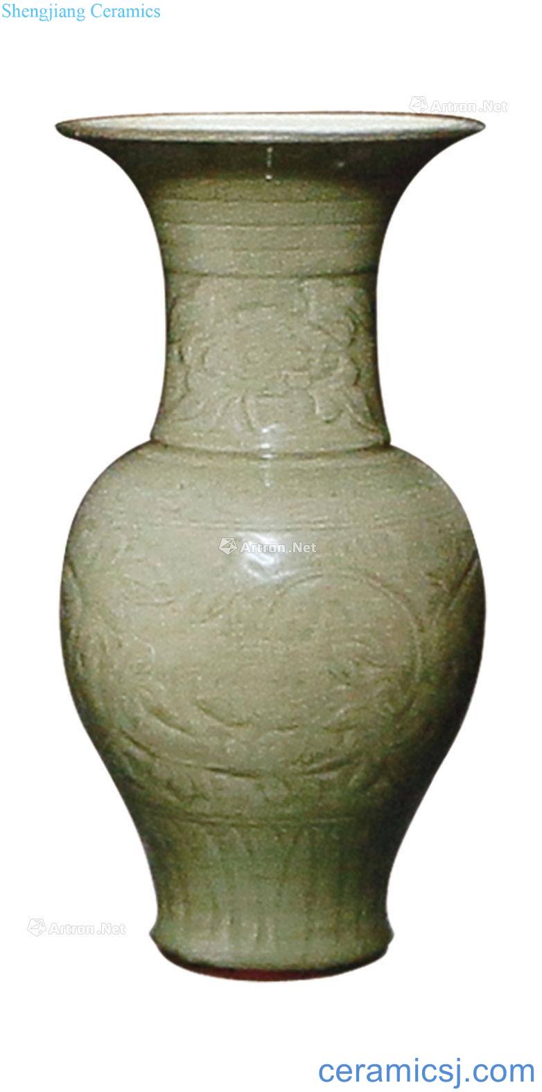 Longquan hand-cut big vase with flowers