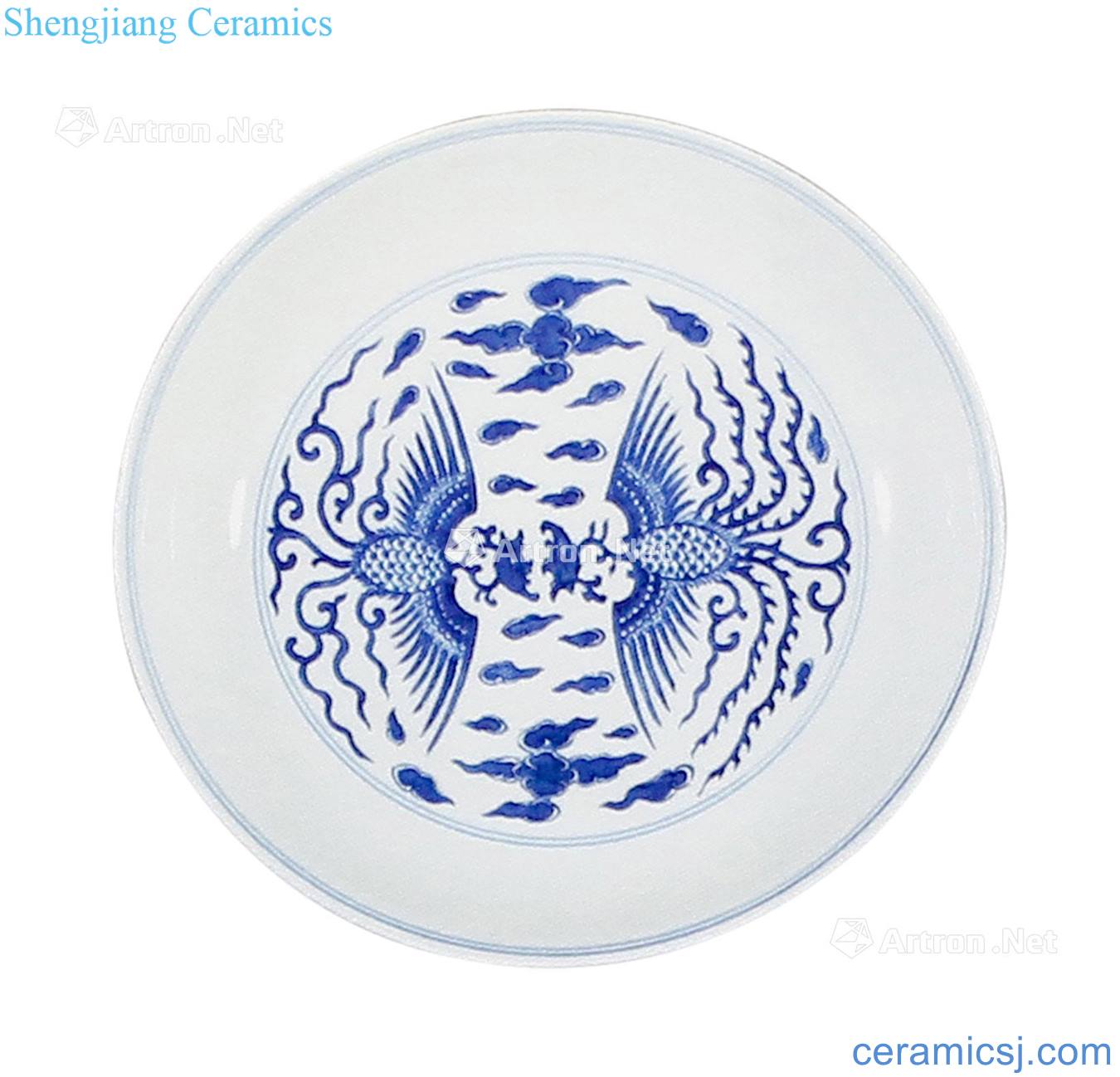 Blue and white adversary chicken tray