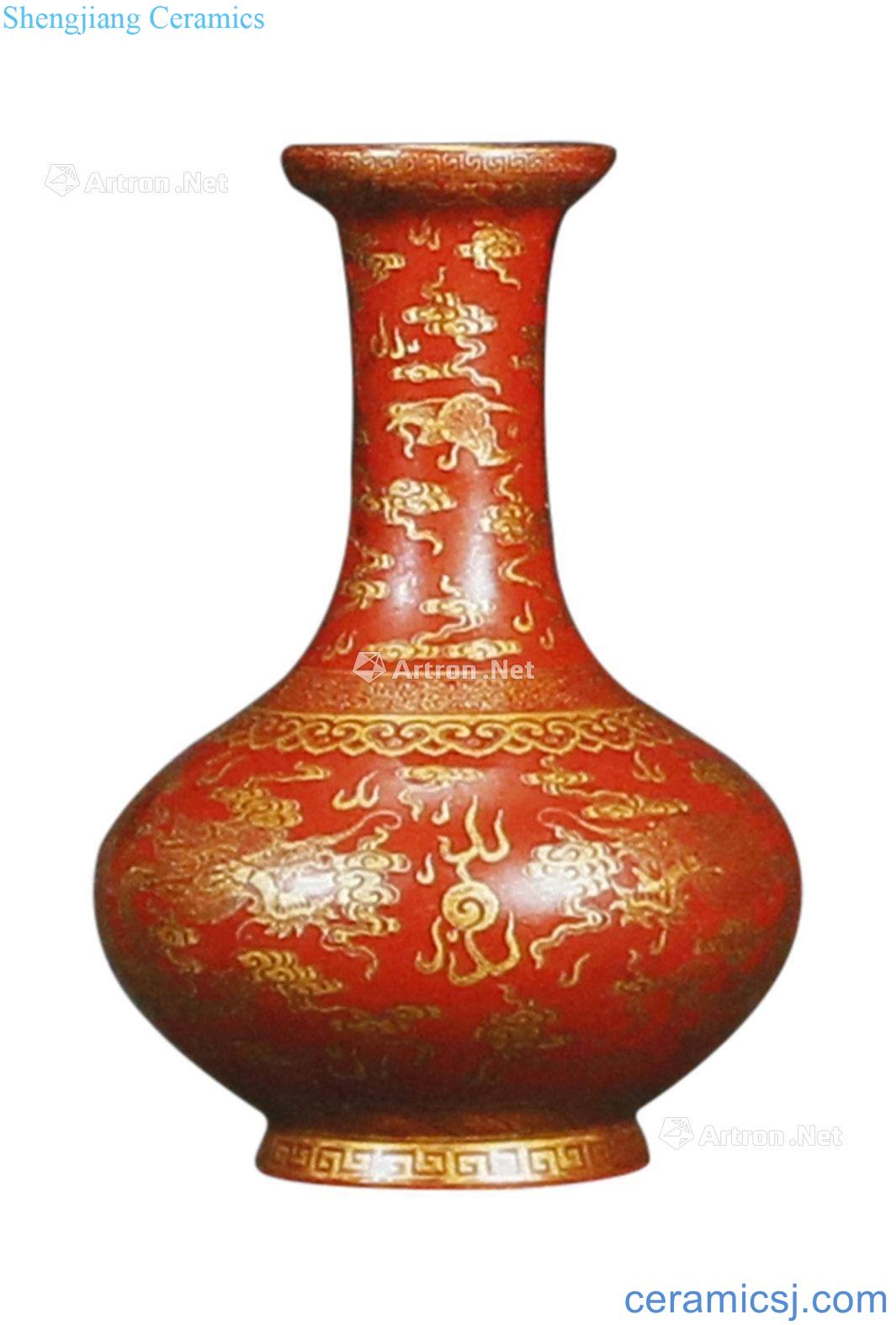 Coral red paint dragon bottle