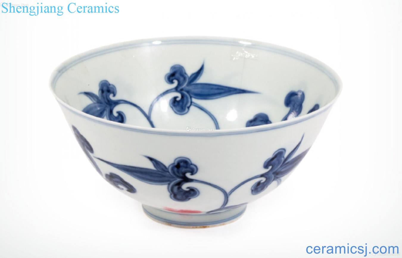 West blue and white flower sweet lotus green-splashed bowls