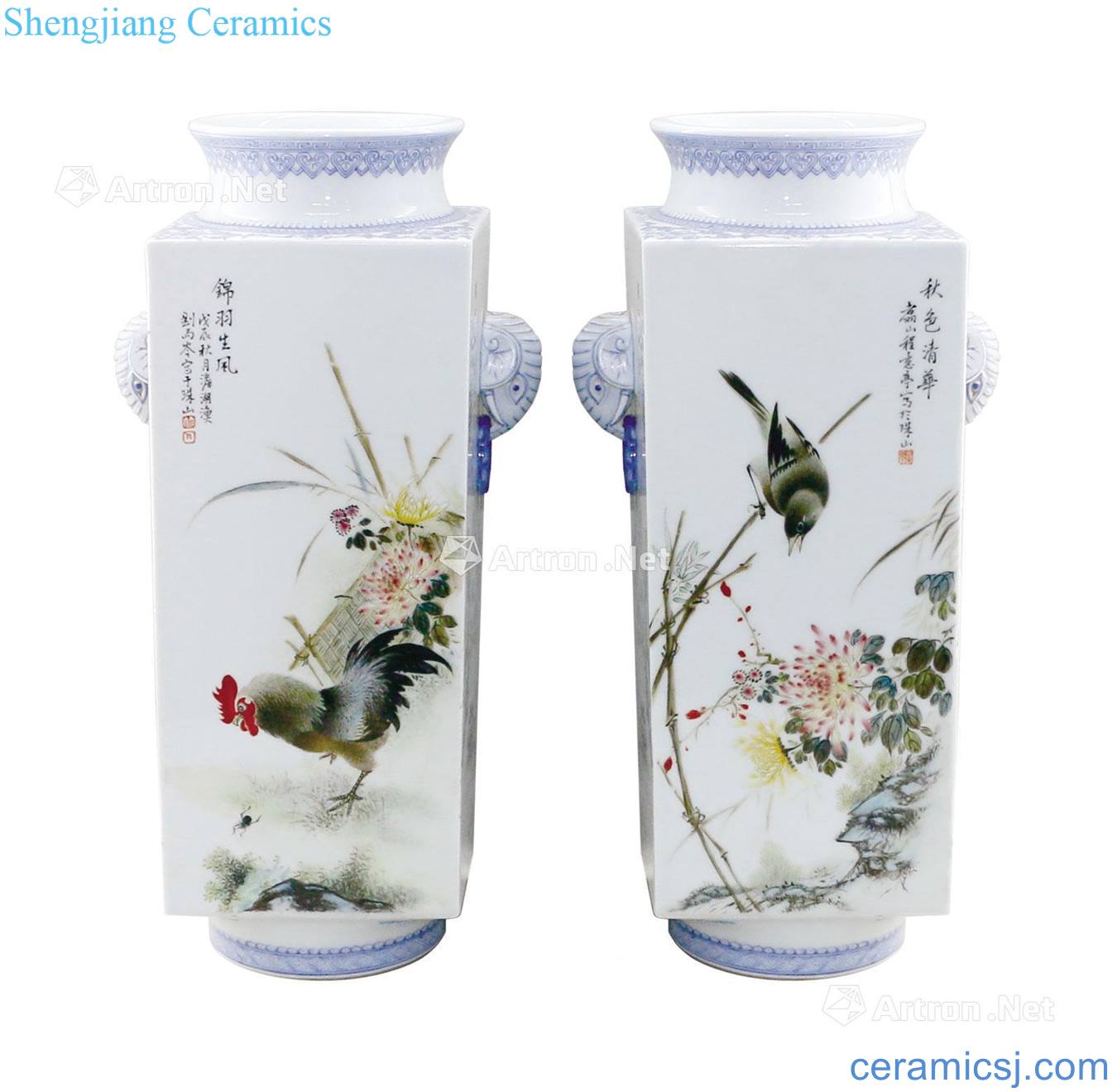 Scenery character flower-and-bird grain square bottles