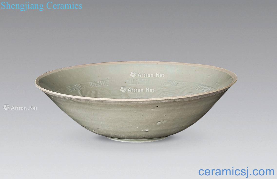 The song dynasty White porcelain double phoenix printed bowls