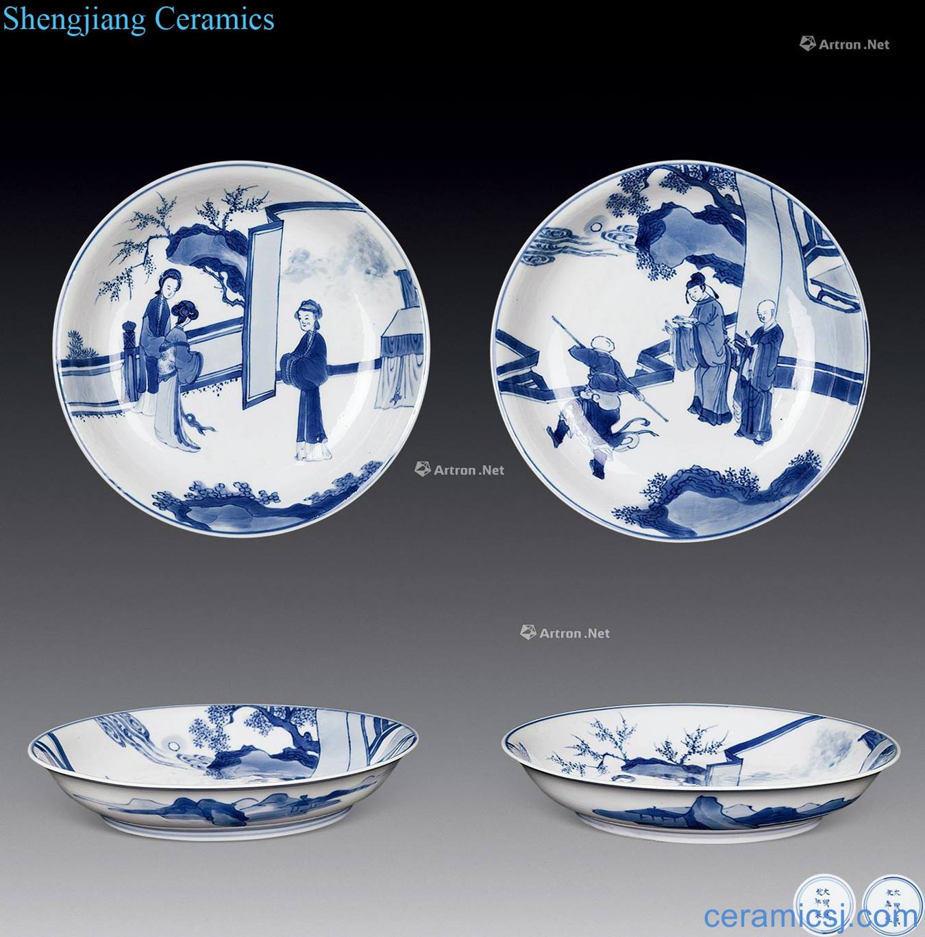 The qing emperor kangxi Blue and white stories of west chamber plate (a)