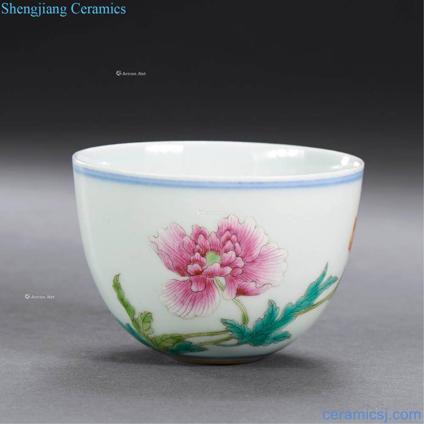 Clear pastel flowers cup
