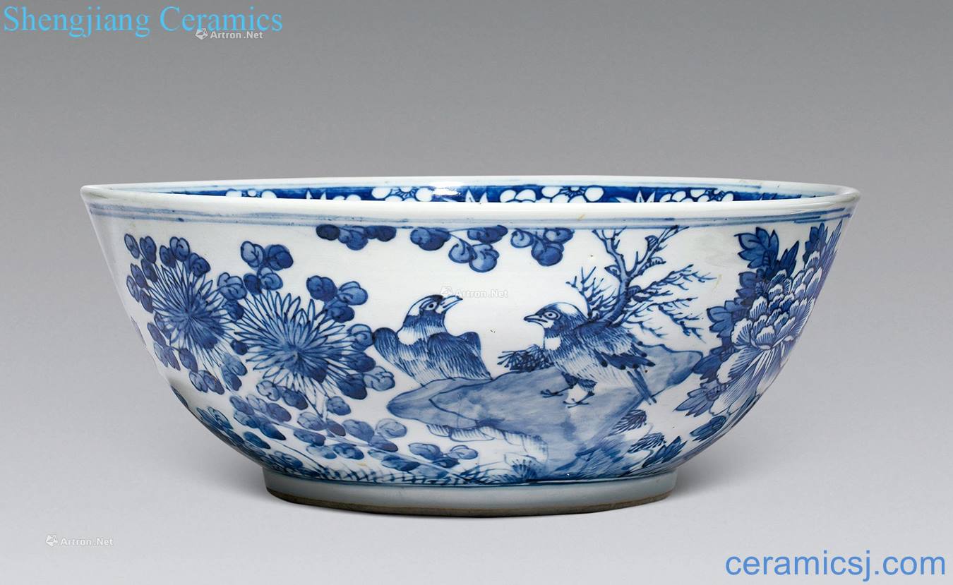 qing Blue and white flower on grain big bowl