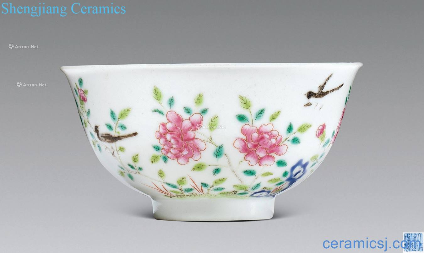 Qing daoguang powder enamel green-splashed bowls