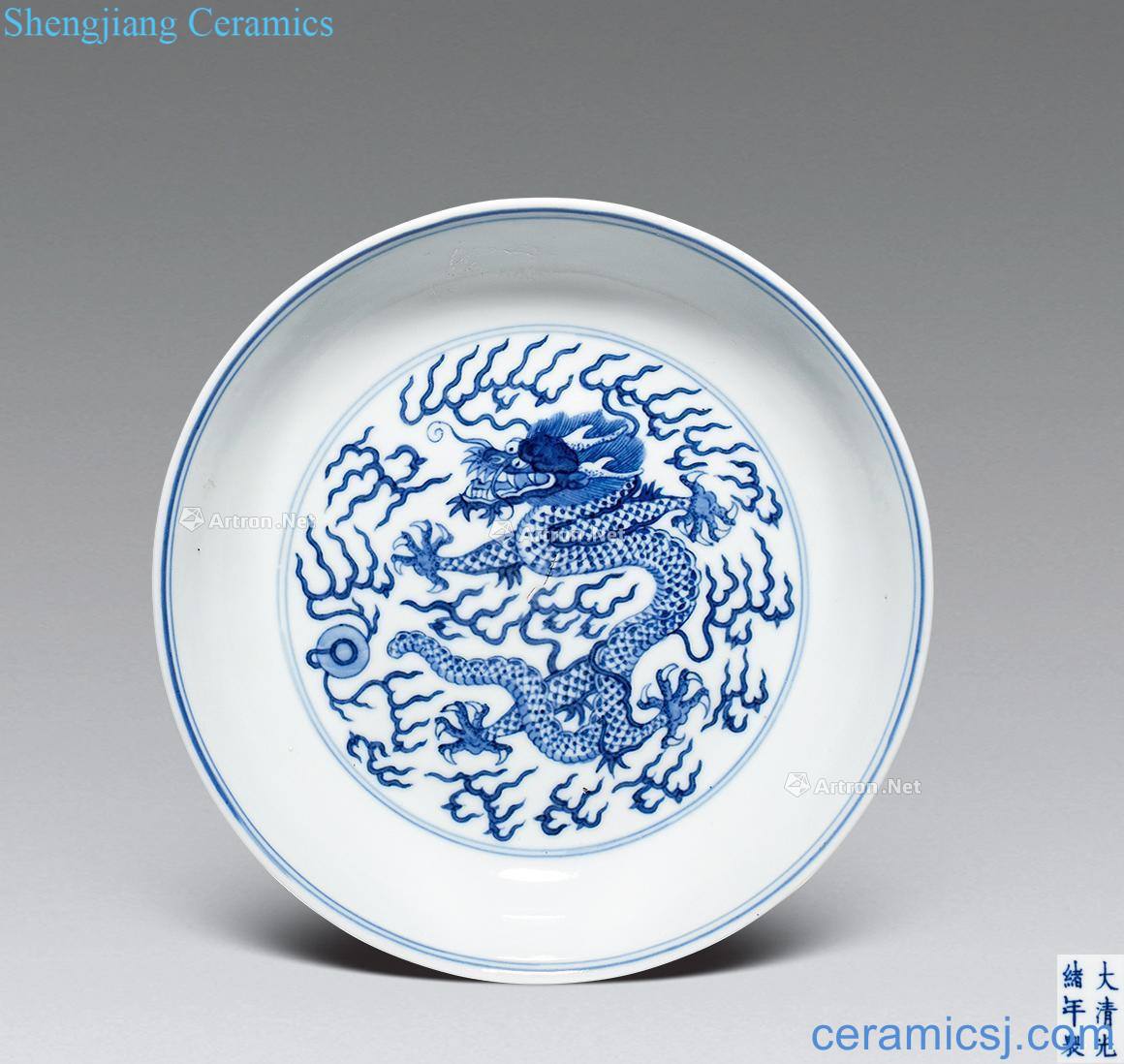 Qing guangxu Blue and white YunLongWen disc