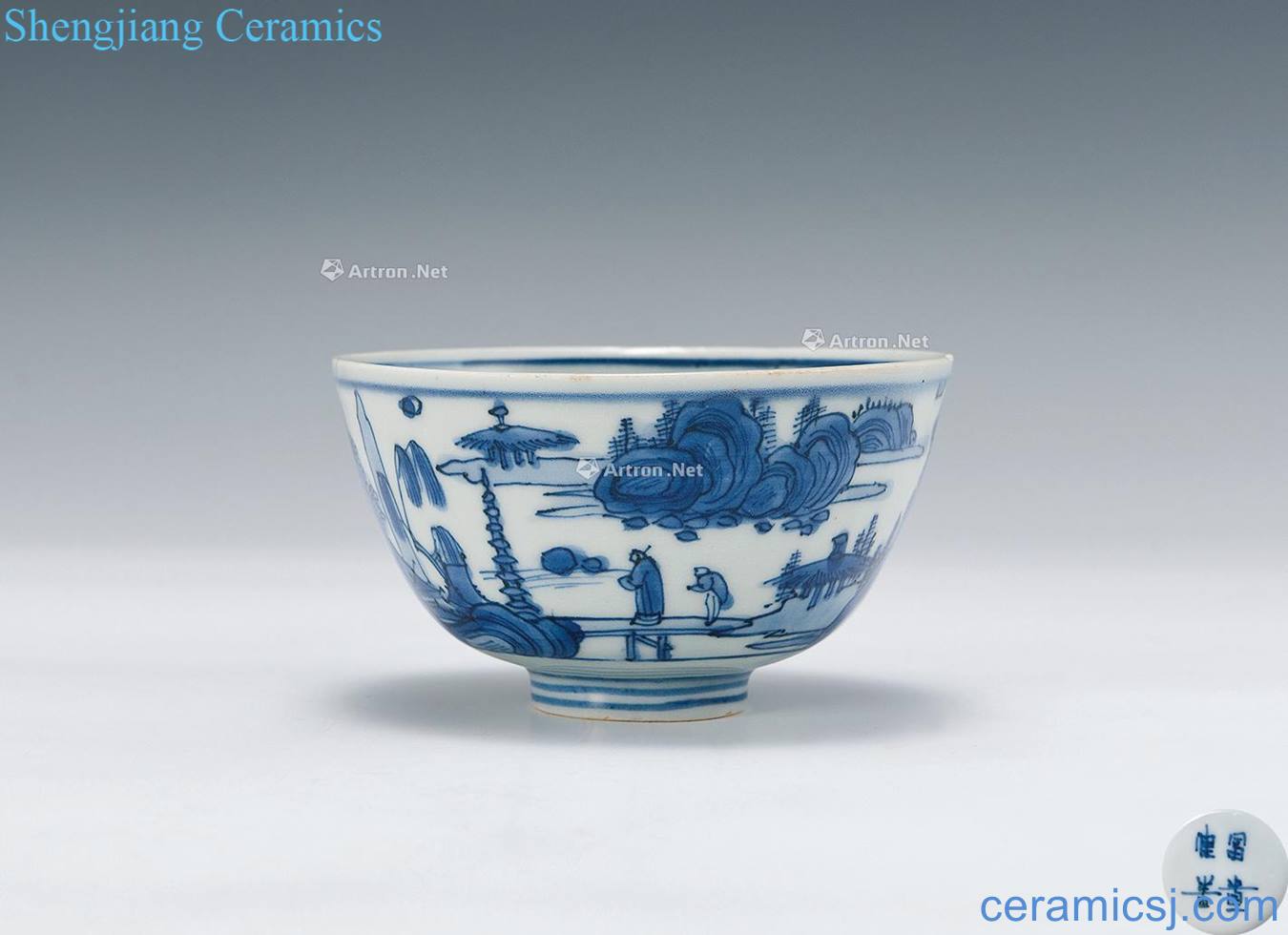Rich better late Ming dynasty Blue and white landscape pattern in bowl of panasonic characters