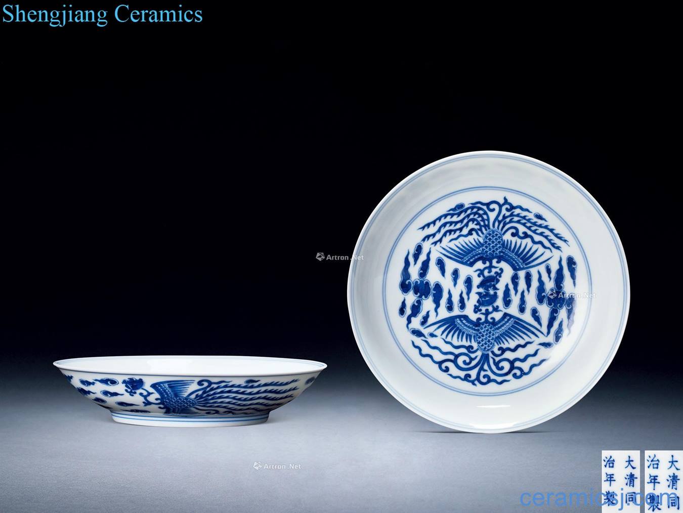 dajing Blue and white chicken tray (a)