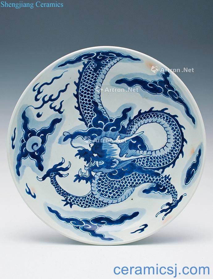 In the 17th century Blue and white dragon wall plate