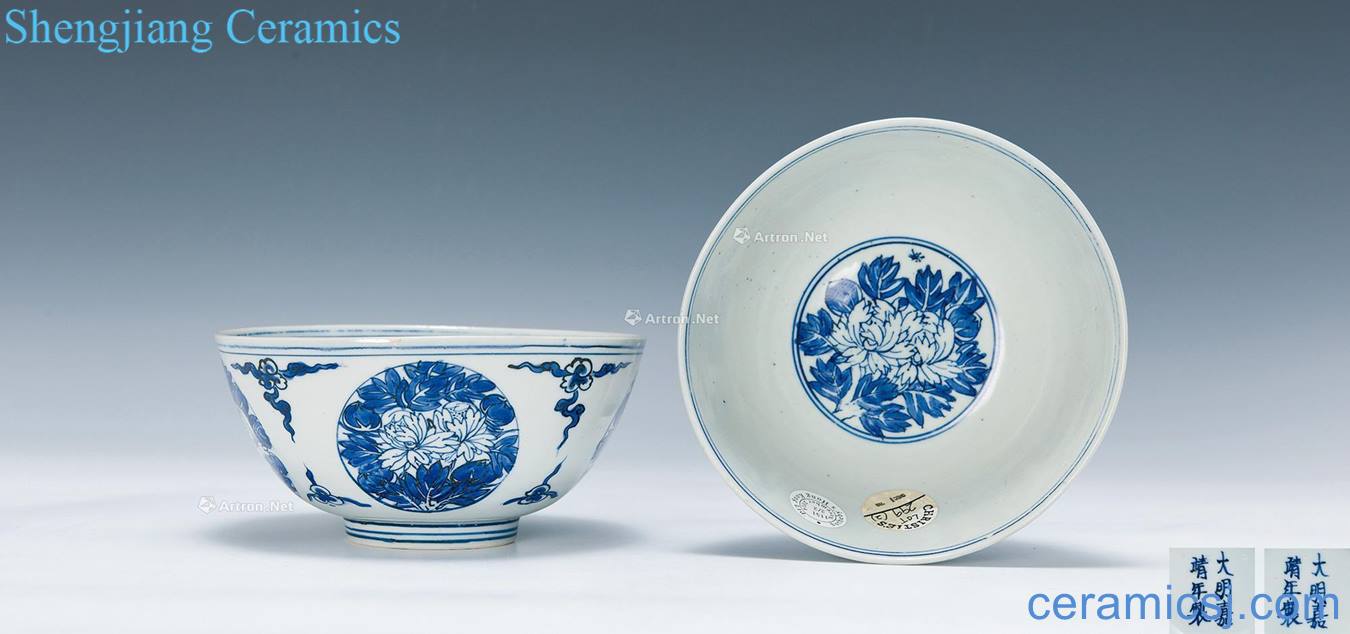 jiajing Blue and white peony grains bowl (a)