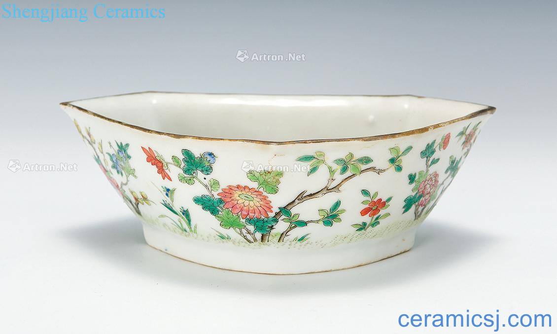 In the 19th century pastel flowers green-splashed bowls
