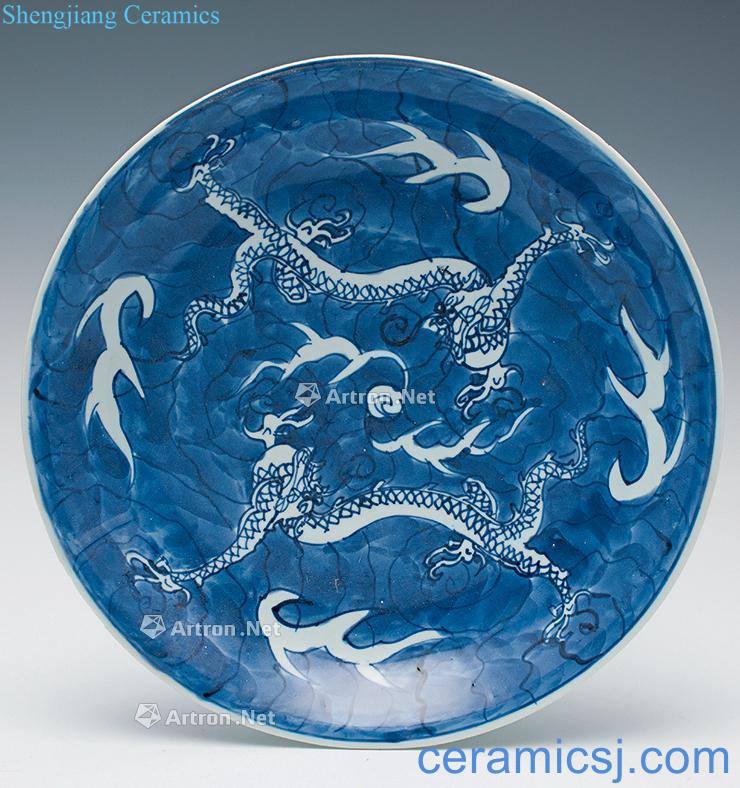 kangxi Blue and white dragon disc