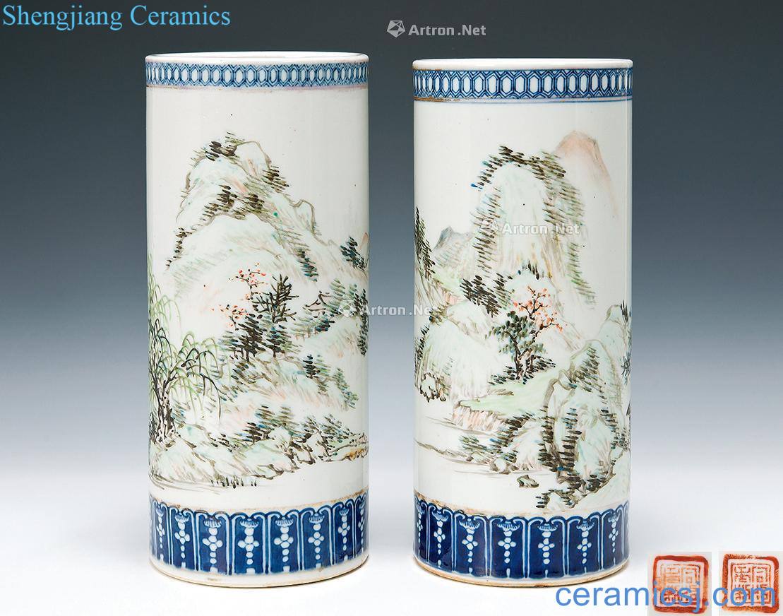 Cheng door Color ink landscape pattern cap tube