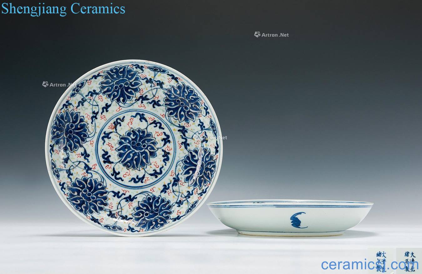 guangxu Dou colors lotus flower tray (a)