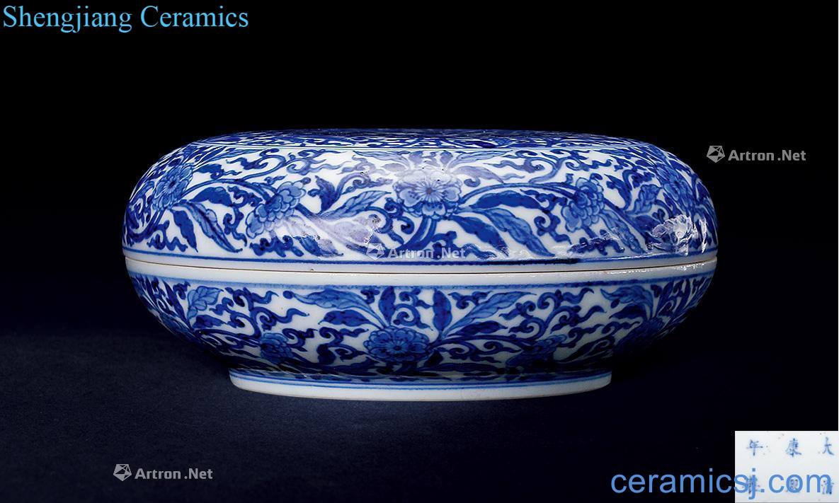 qing Blue and white flower butterfly tattoo box