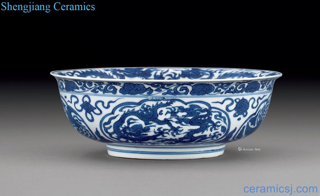 Ming wanli Blue and white noise treasure medallion longfeng grain pier bowl