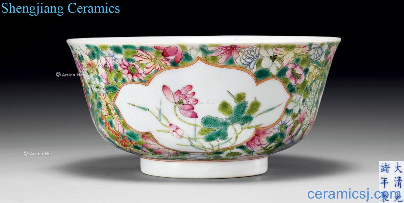 Pastel flowers reign of qing emperor guangxu medallion bowl of flowers
