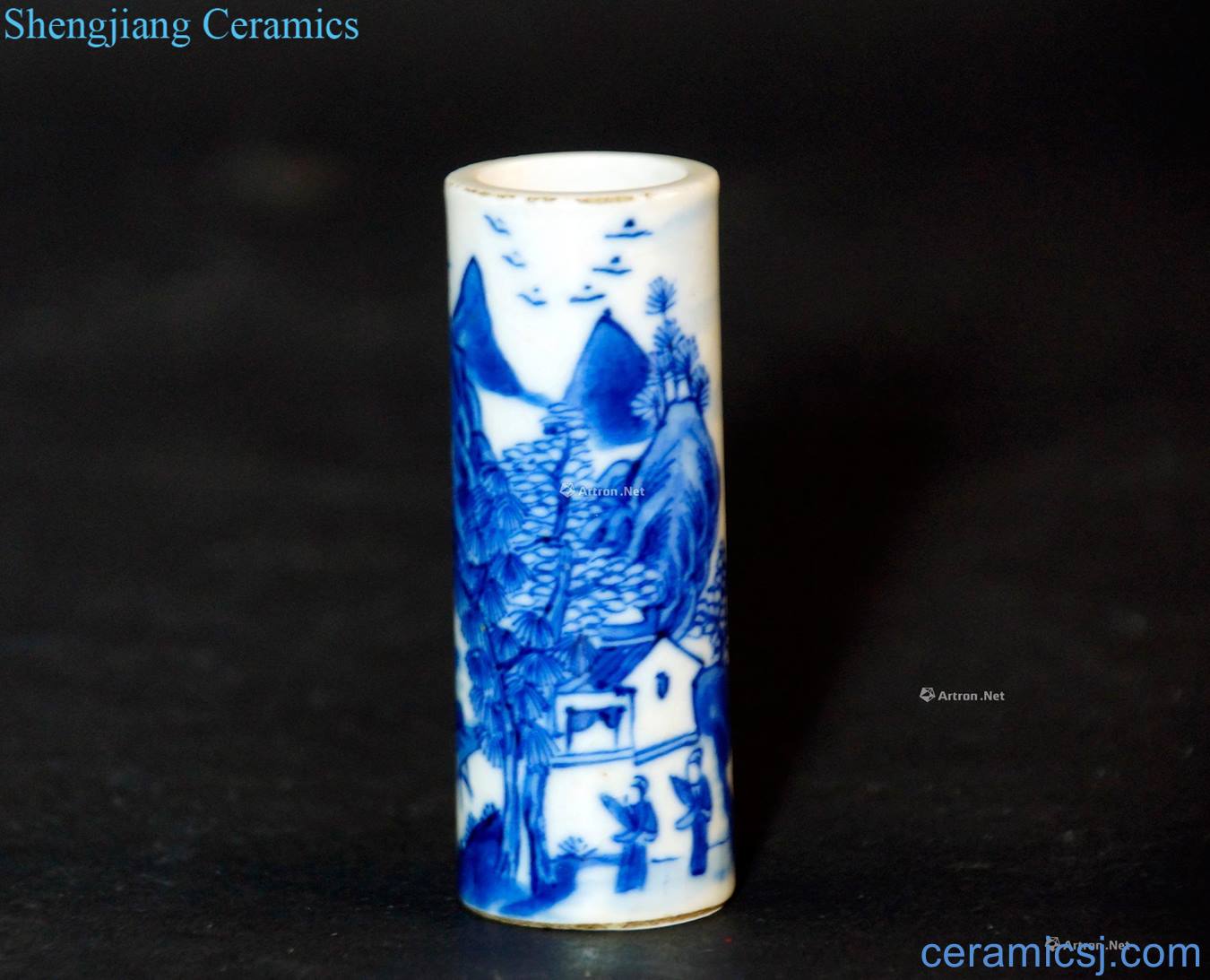 In the qing dynasty Talc porcelain blue and white landscape incense cone