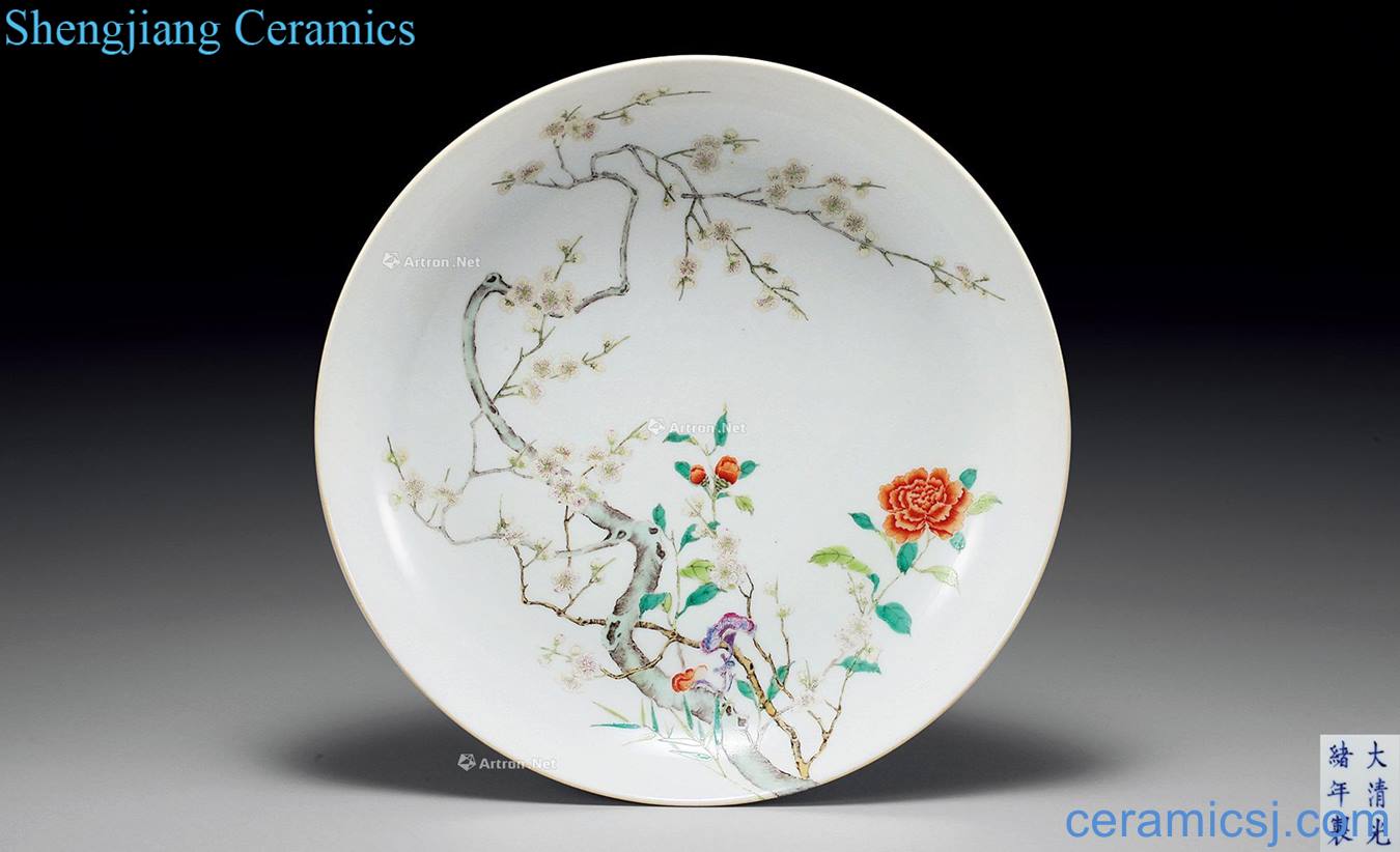 Pastel reign of qing emperor guangxu branch flower disc